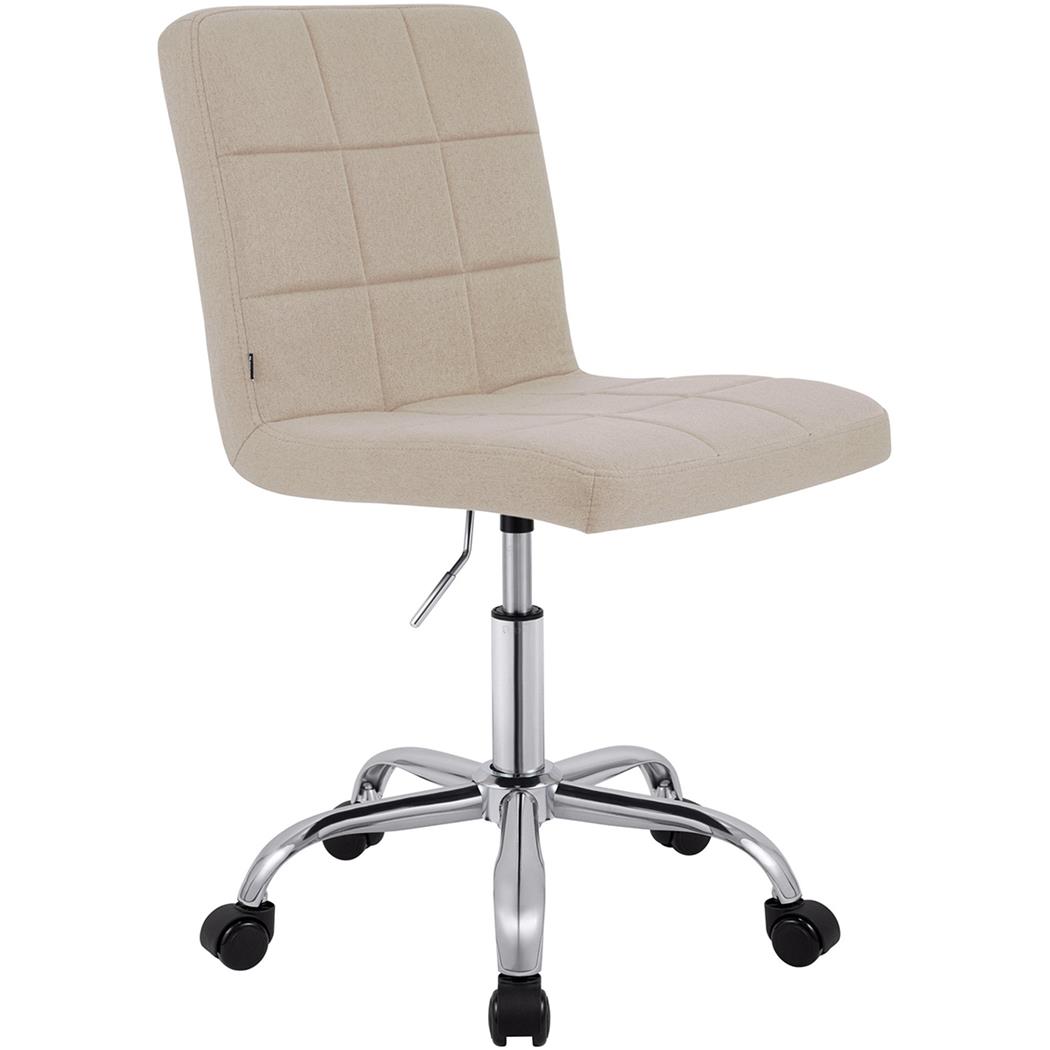 Chaise de Bureau CLIP, Piétement Métallique, Design Moderne, en Tissu, Crème