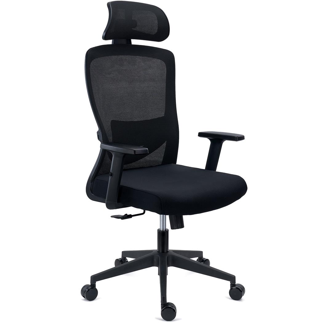 DEMO# Chaise de Bureau NOTE PRO, Appui-tête, Utilisation Intensive de 8h, Support Lombaire Réglable, en Tissu et Maille, Noir
