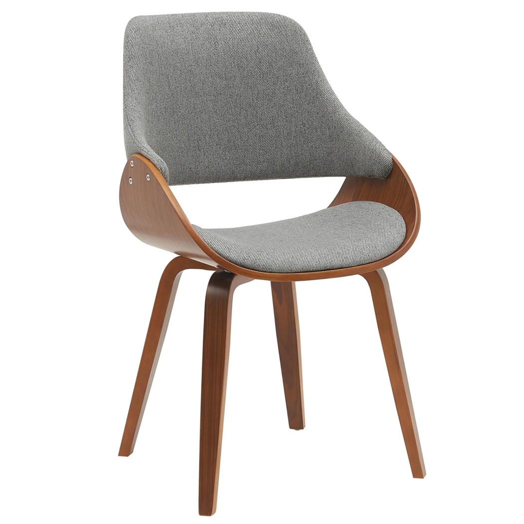 Chaise Visiteur NESKA TISSU, Design Moderne, Structure en Bois couleur Noyer, Gris