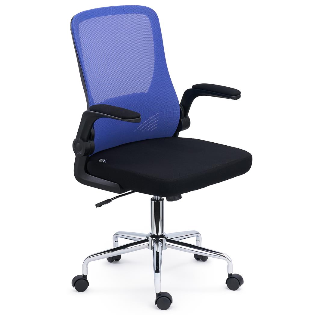 Chaise de Bureau FOLD, Accoudoirs Rabattables, Support Lombaire, Bleu