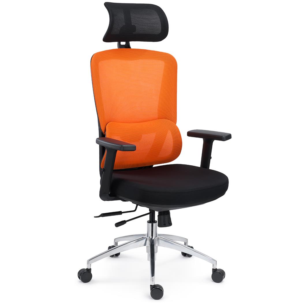 Chaise ergonomique SUPRA MAX, Réglages Avancés, Utilisation Intensive, Tissu et Maille, Orange