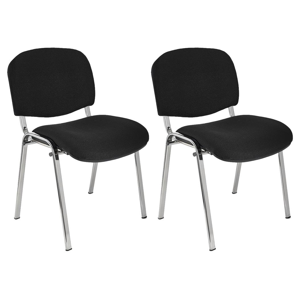 Lot de 2 Chaises Visiteur MOBY TISSU, Très Confortable, Piétement Chromé, en Tissu, Noir