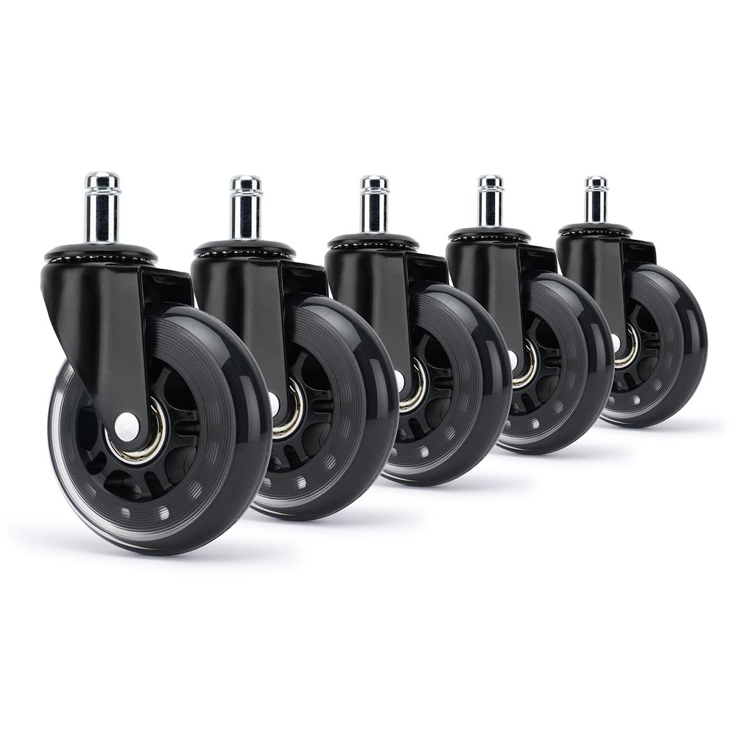 5x Roulettes H1 11x75mm, Style Roller, Tous Types de Sols, Silencieuses et Résistantes, Noir