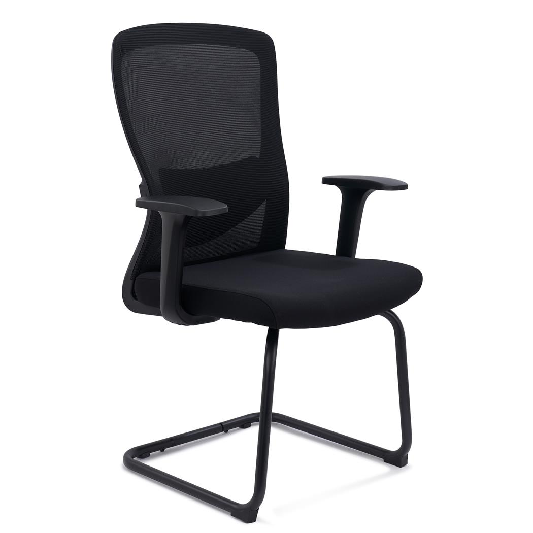 Chaise Visiteur Ergonomique NOTE V, Support Lombaire, Piétement Métallique, Noir