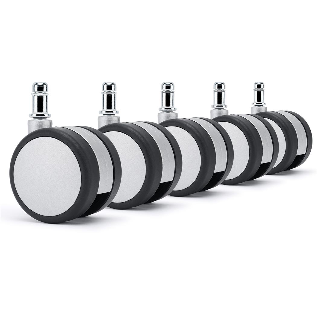 5x Roulettes H6 11x60mm, pour Sols Moquettés, Résistantes et Stables, Gris
