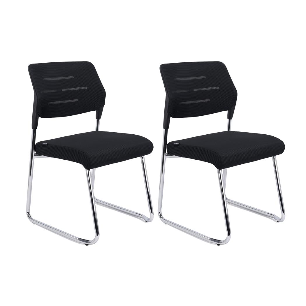 Lot de 2 Chaises visiteur FOSTER, Robustes et Confortables, en Maille Respirable, Noir