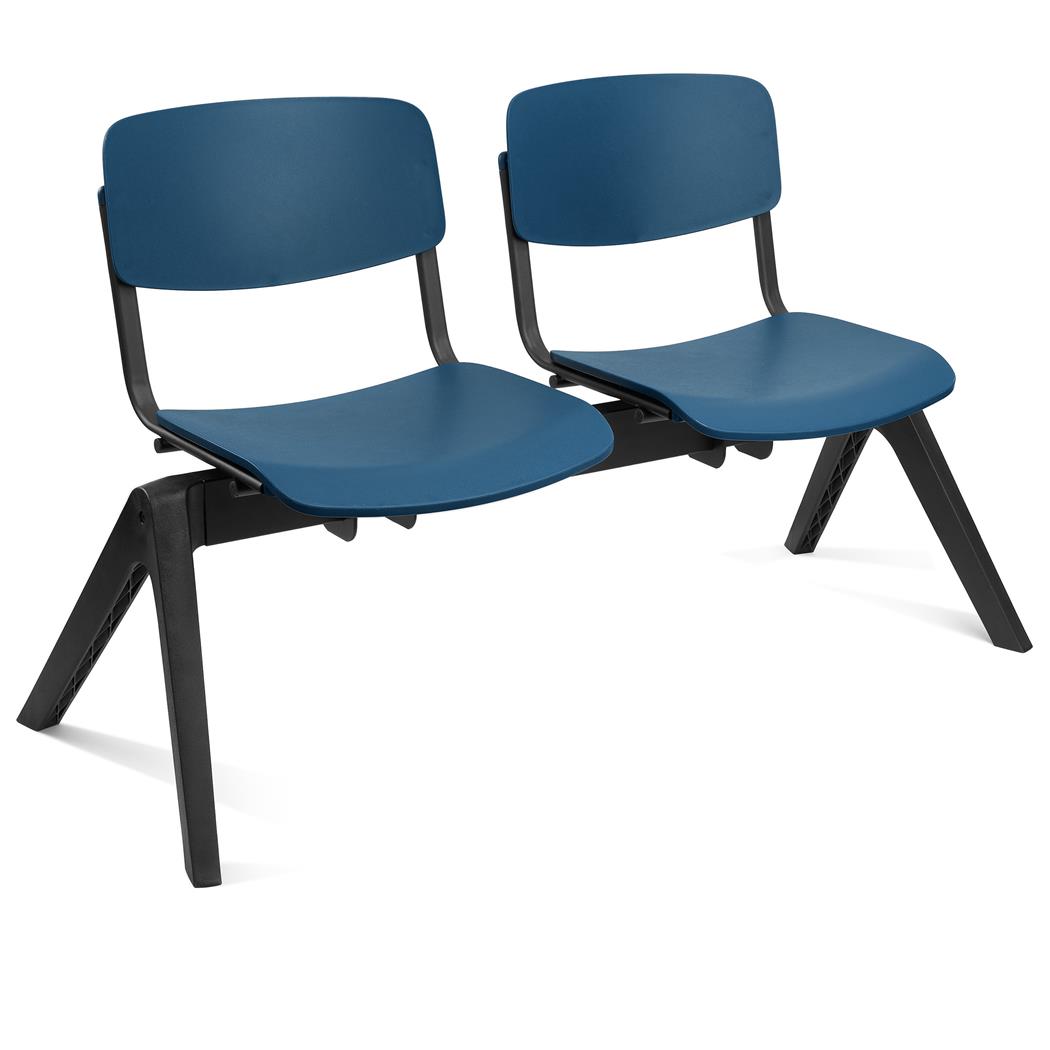 Banc salle d'attente 2 sièges MILKA, Structure Robuste, Très Confortable, Polypropylène, Bleu