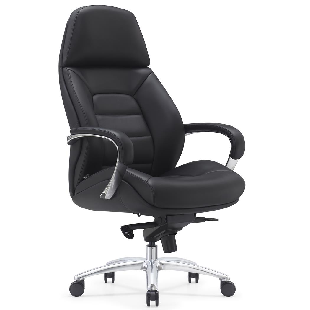 DEMO# Fauteuil de Direction SHANGAI, Design et Ergonomique, en Cuir Authentique, Noir