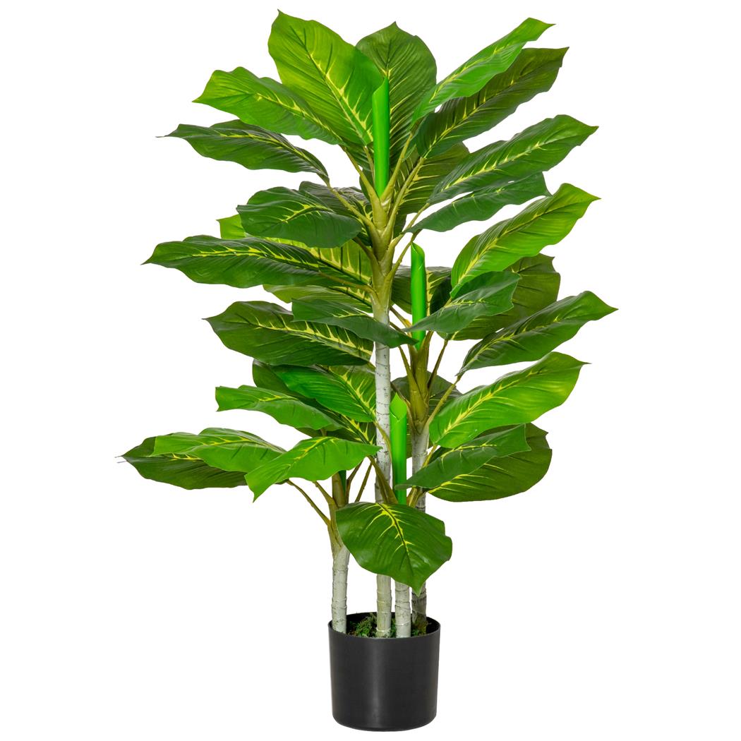Plante de Bureau ZERA, Hauteur 95cm, Dieffenbachia Artificiel, Pot Inclus