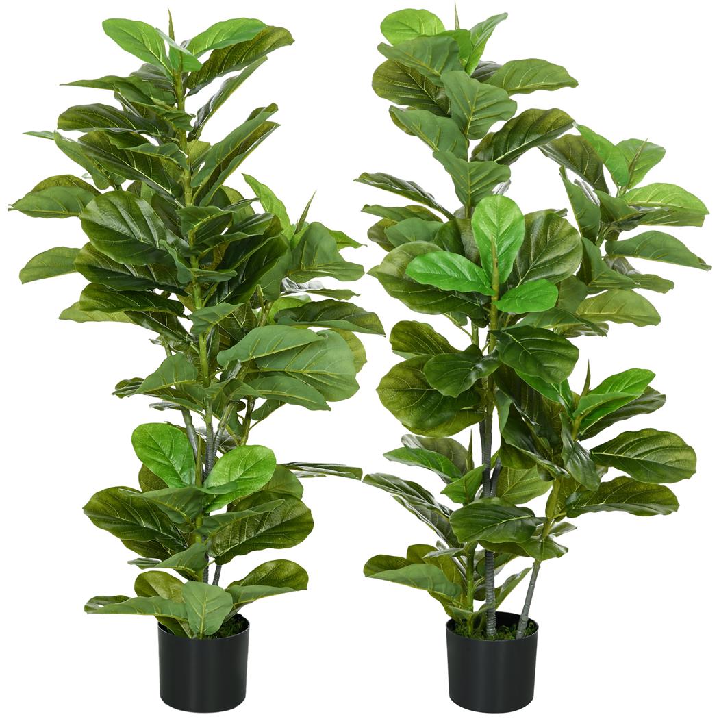 Lot de 2 Plantes de Bureau STAISY, Hauteur 110 cm, Ficus Artificiel, Pot Inclus 