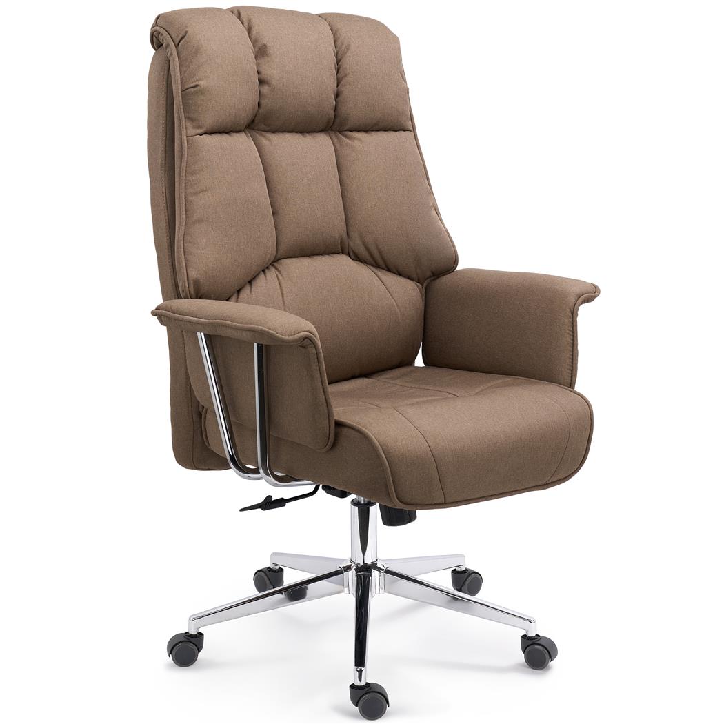 Fauteuil de bureau PRESIDENT TISSU, Elégance et Confort, En Tissu Marron