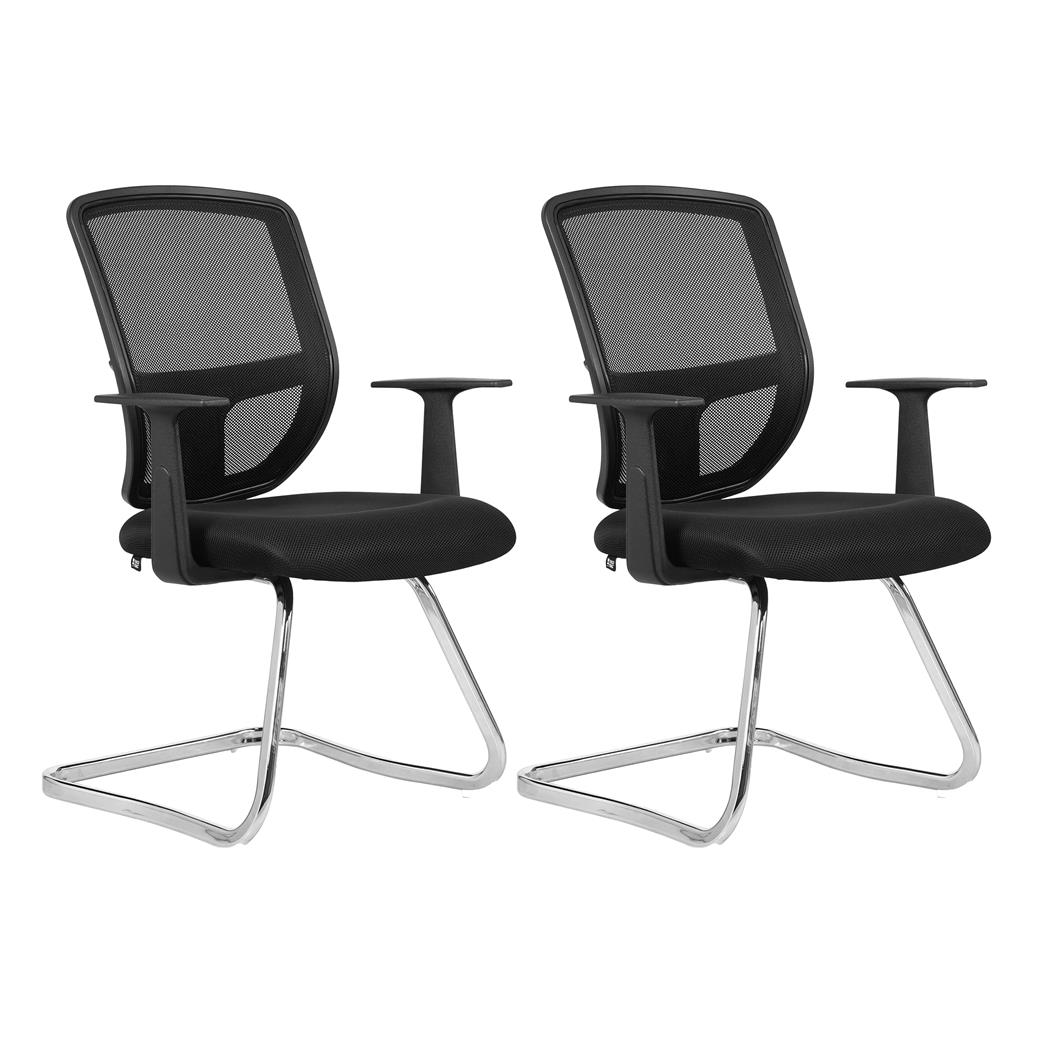 Lot de 2 Chaises Visiteur Ergonomiques DINAMIC V, Accoudoirs, Piétement Métallique, Noir