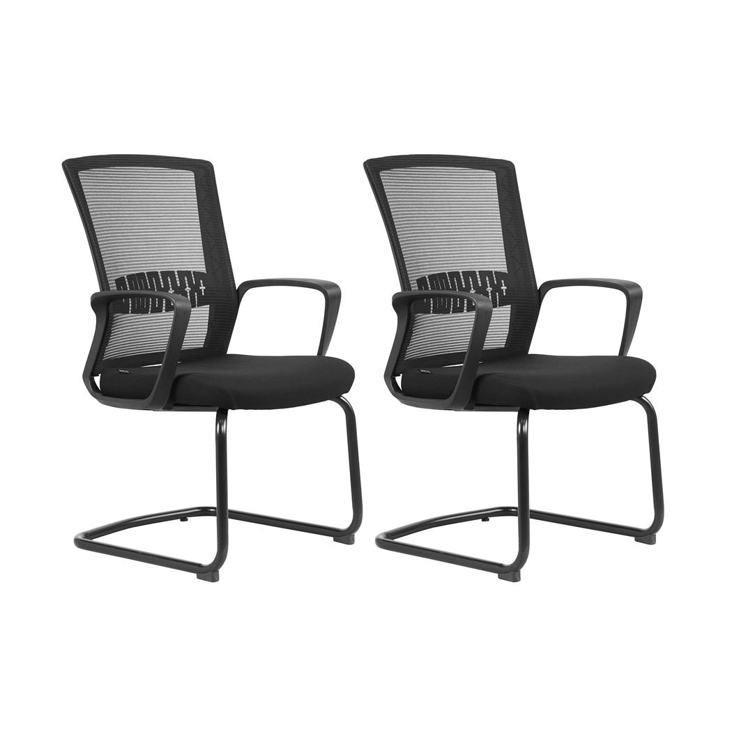 Lot de 2 Chaises Visiteur IBIZA V, Confortable et Résistante, Soutien Lombaire et Accoudoirs, Noir