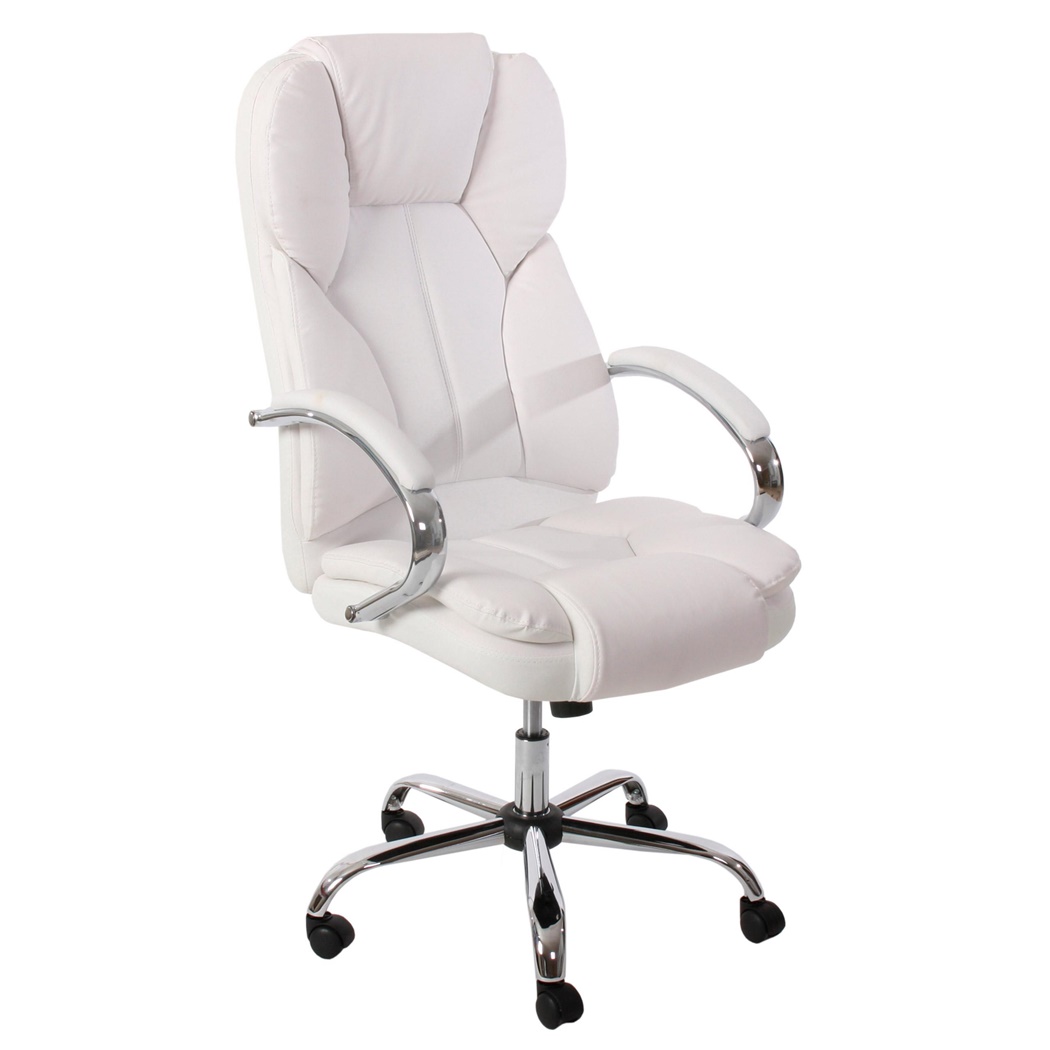 Fauteuil de bureau KANSAS, résistant jusqu'à 150kg!! Grande qualité, fabriqué en acier et cuir, Blanc