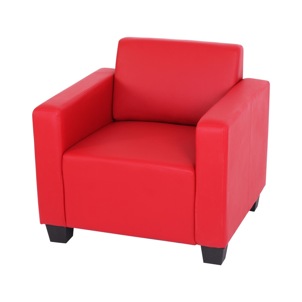 Fauteuil 1 place LONY, Design et Confort, en Cuir, Rouge