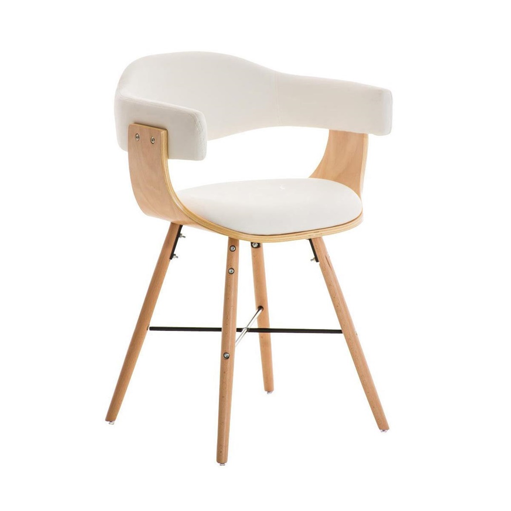 Chaise de réunion BARRY, Design 100% Avant-gardiste et Actuel, En Bois et Cuir, Blanc