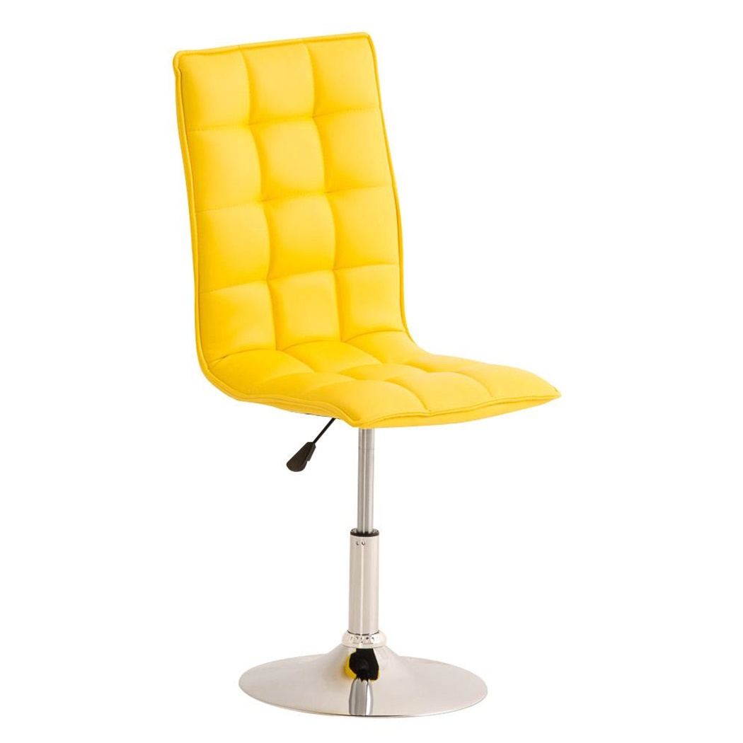 Chaise visiteur BULGARI, ajustable en hauteur, piétement fixe en métal, Revêtement en Cuir, Jaune