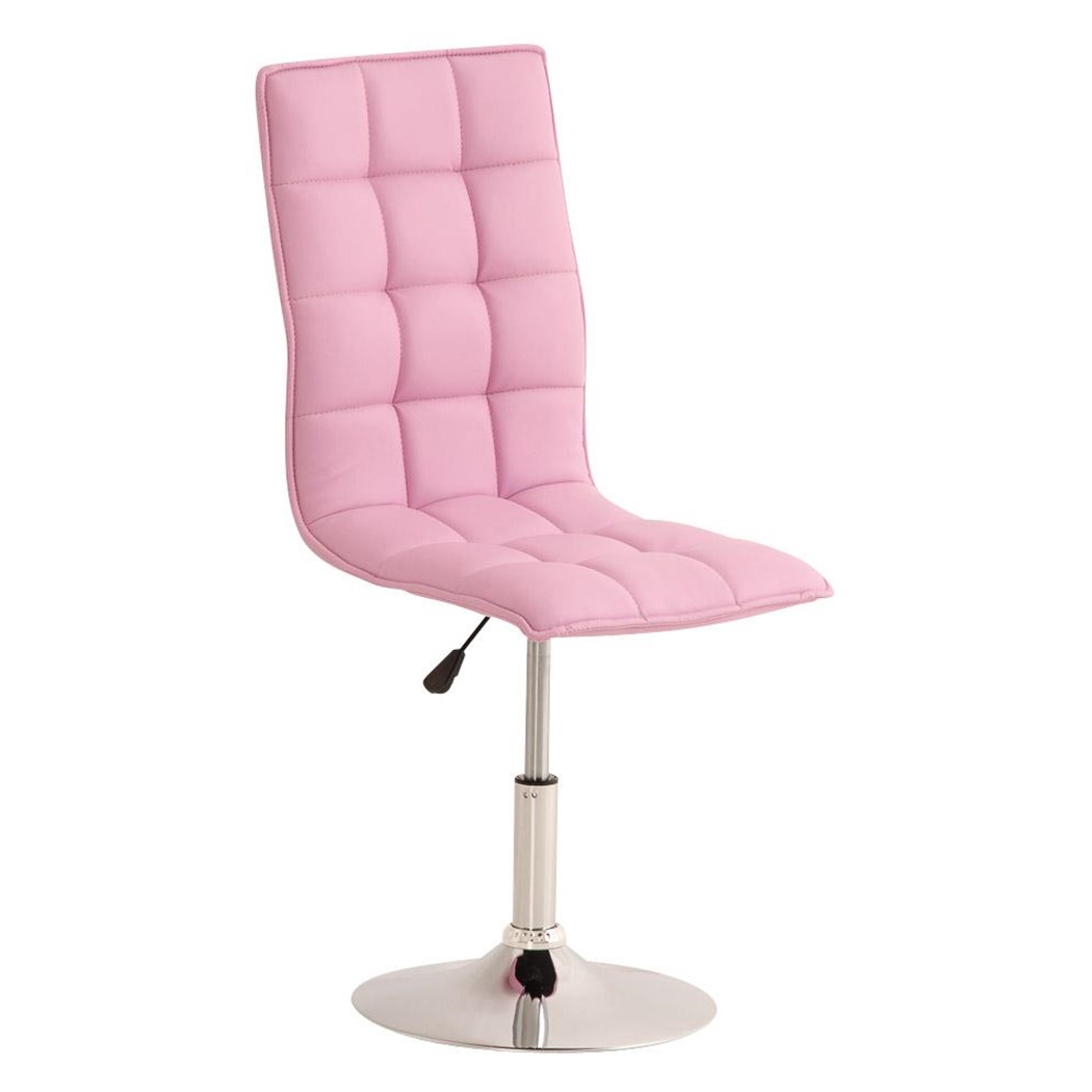 Chaise visiteur BULGARI, ajustable en hauteur, piétement fixe en métal, Revêtement en Cuir, Rose