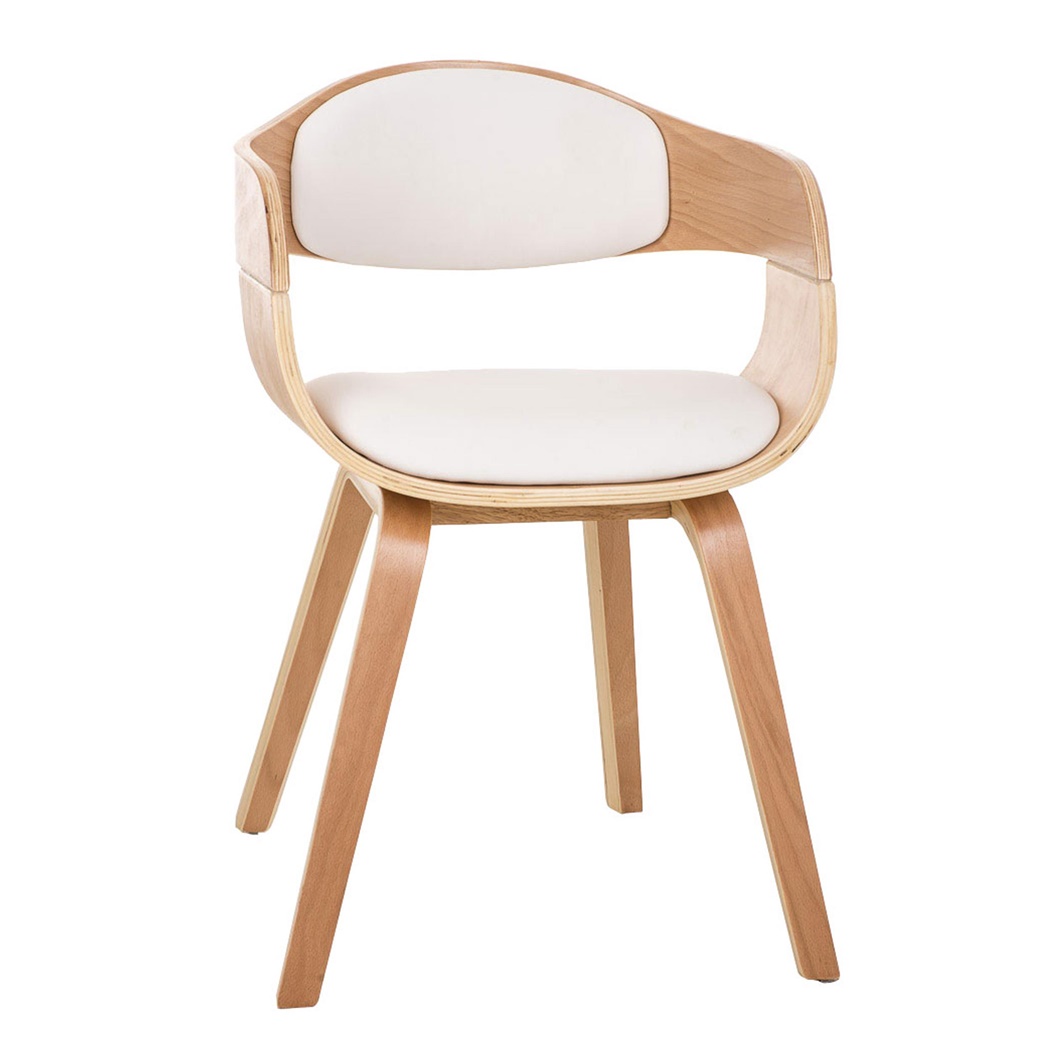 Chaise conférence BHOUTAN, structure en bois couleur hêtre, Cuir Blanc