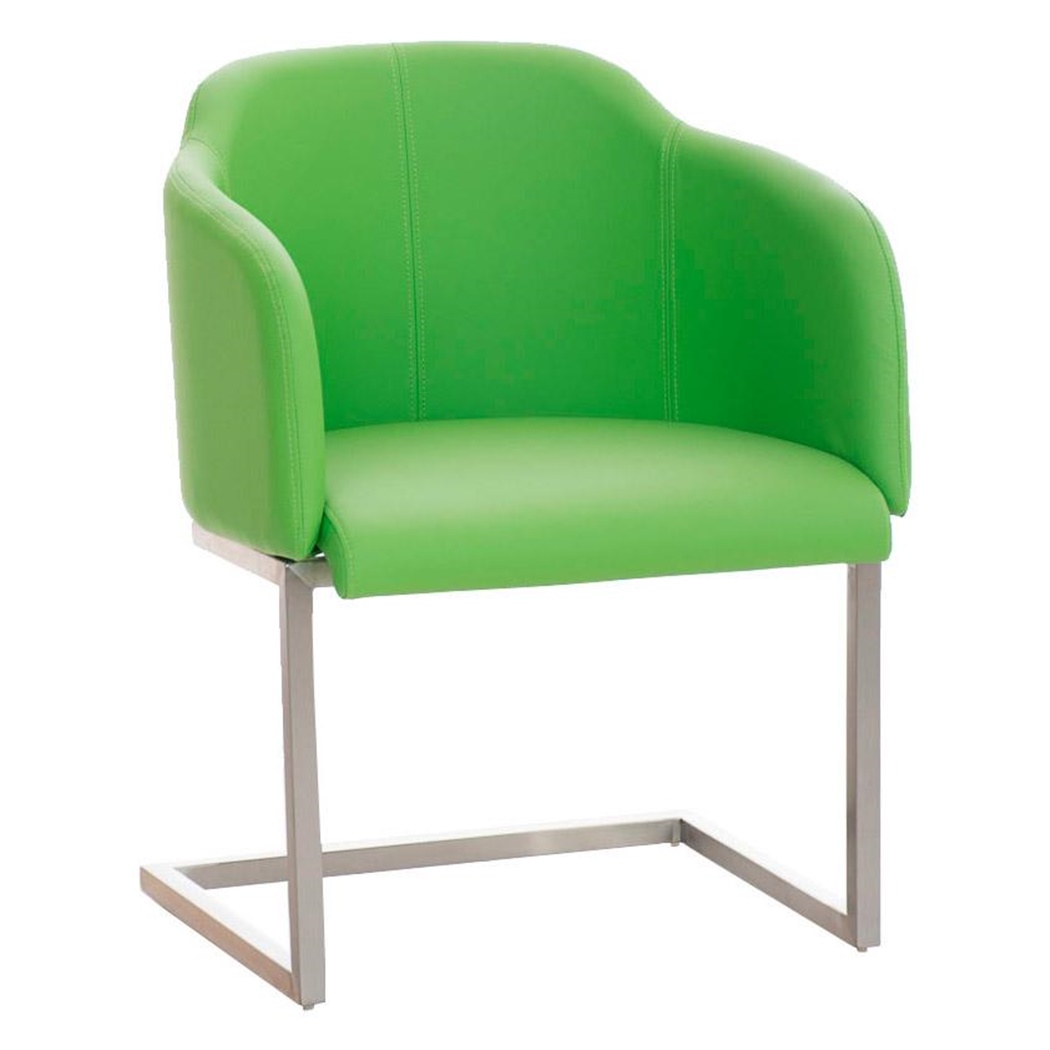 Fauteuil design TOKIO Cuir, Structure en Acier, assise rembourrée commode, Cuir, Vert