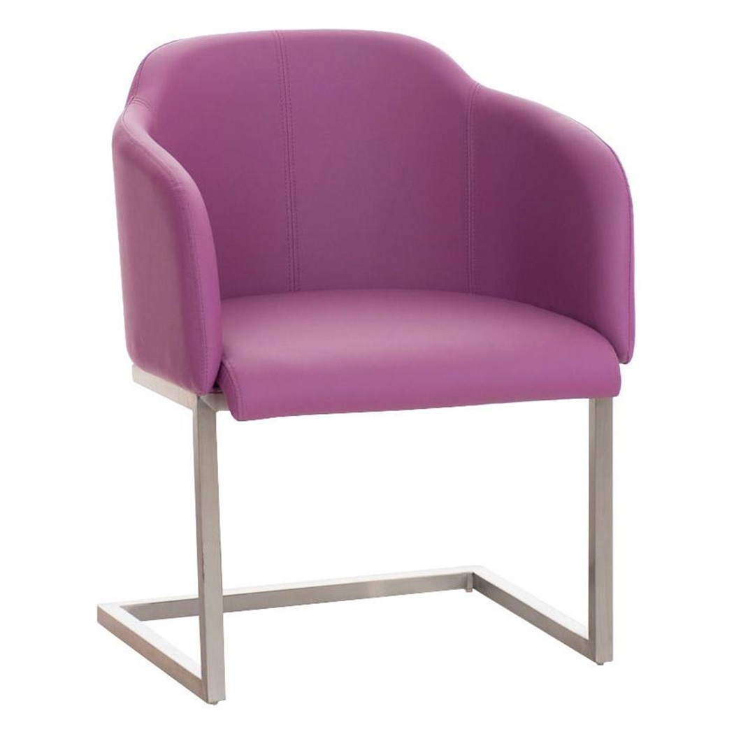 Fauteuil design TOKIO Cuir, Structure en Acier, assise rembourrée commode, Cuir, Violet