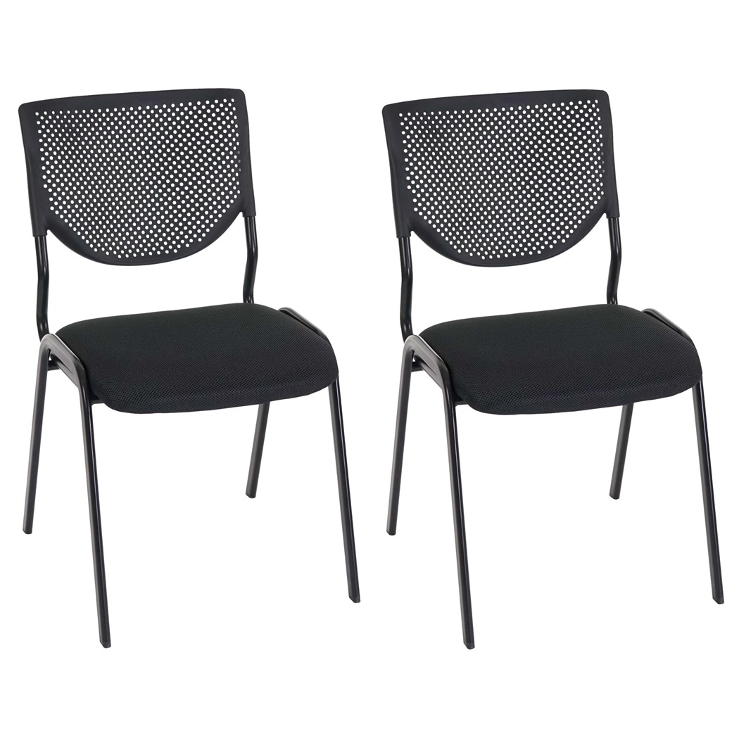 Lot de 2 Chaises Visiteur NAPOLI, Fonctionnelles et Commodes, Structure Métallique, Noir et Piétement Noir