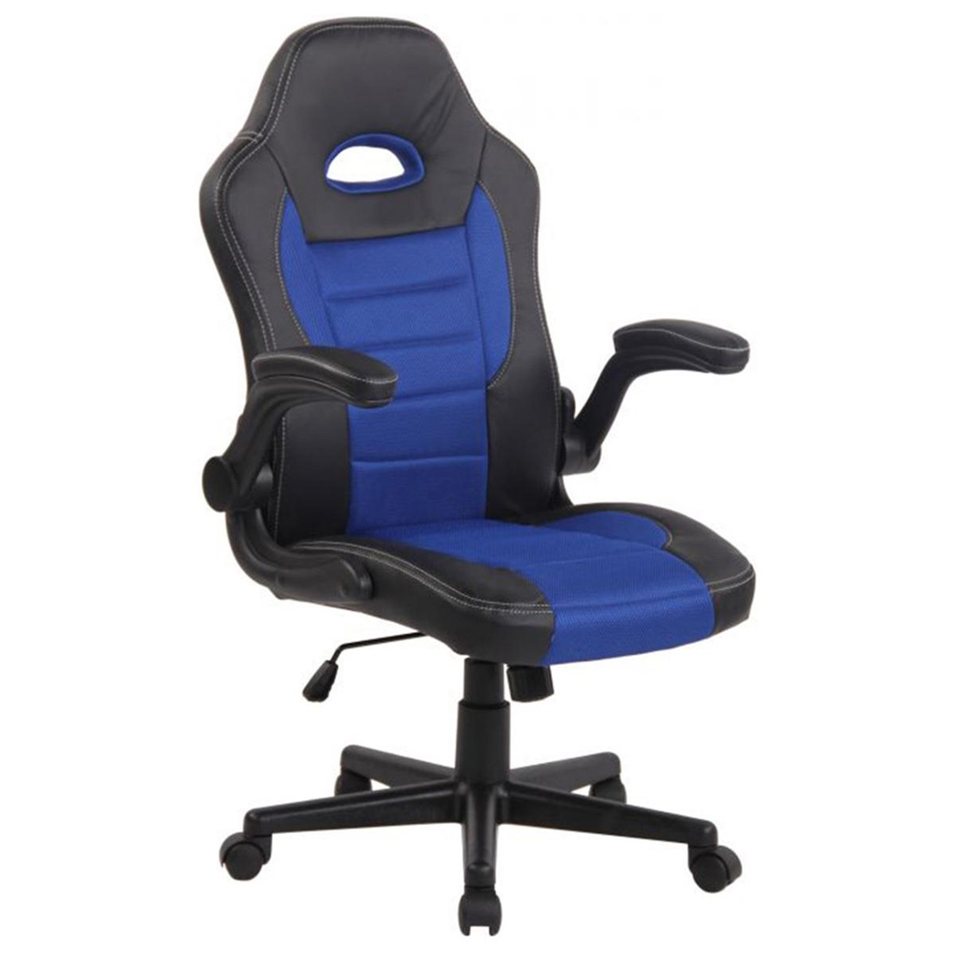 Chaise Gamer LOTUS, accoudoirs relevables, cuir et maille respirable, bleu