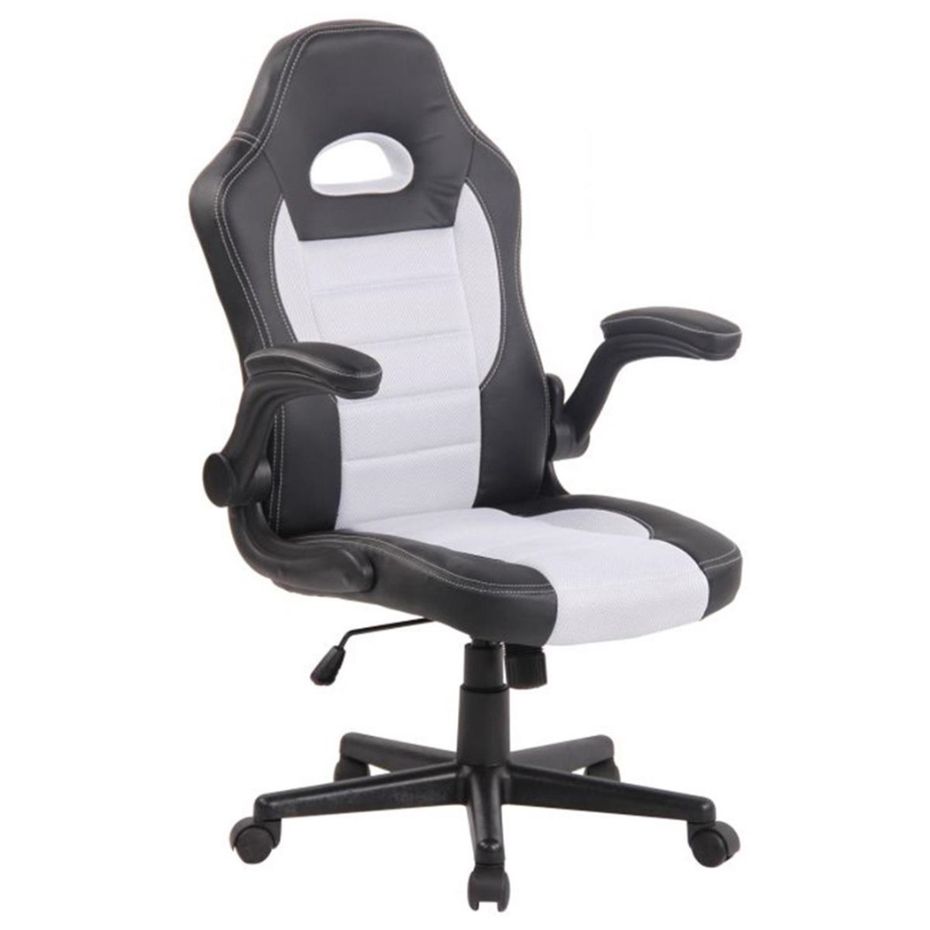 Chaise Gamer LOTUS, accoudoirs relevables, cuir et maille respirable, blanc