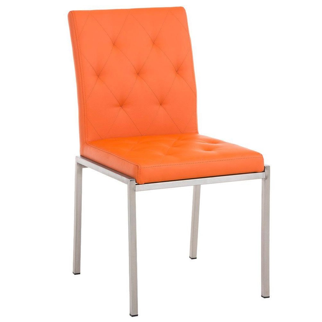 Chaise visiteur GALA, avec un Grand Rembourrage, très Robuste et Résistante, Cuir, Orange