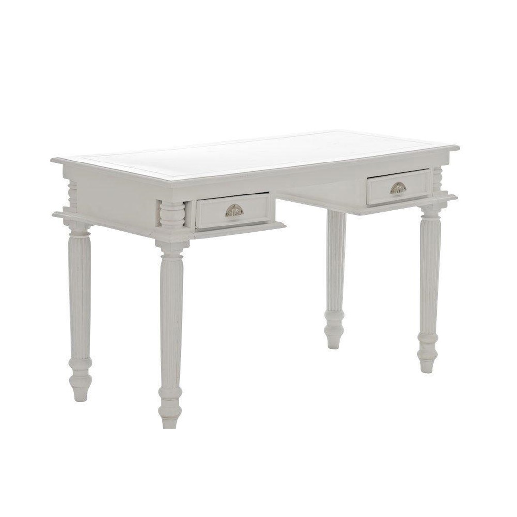 Bureau sublime LUCAS, Style Classique, Dimensions 130x82,5x60cm, en Bois, Blanc