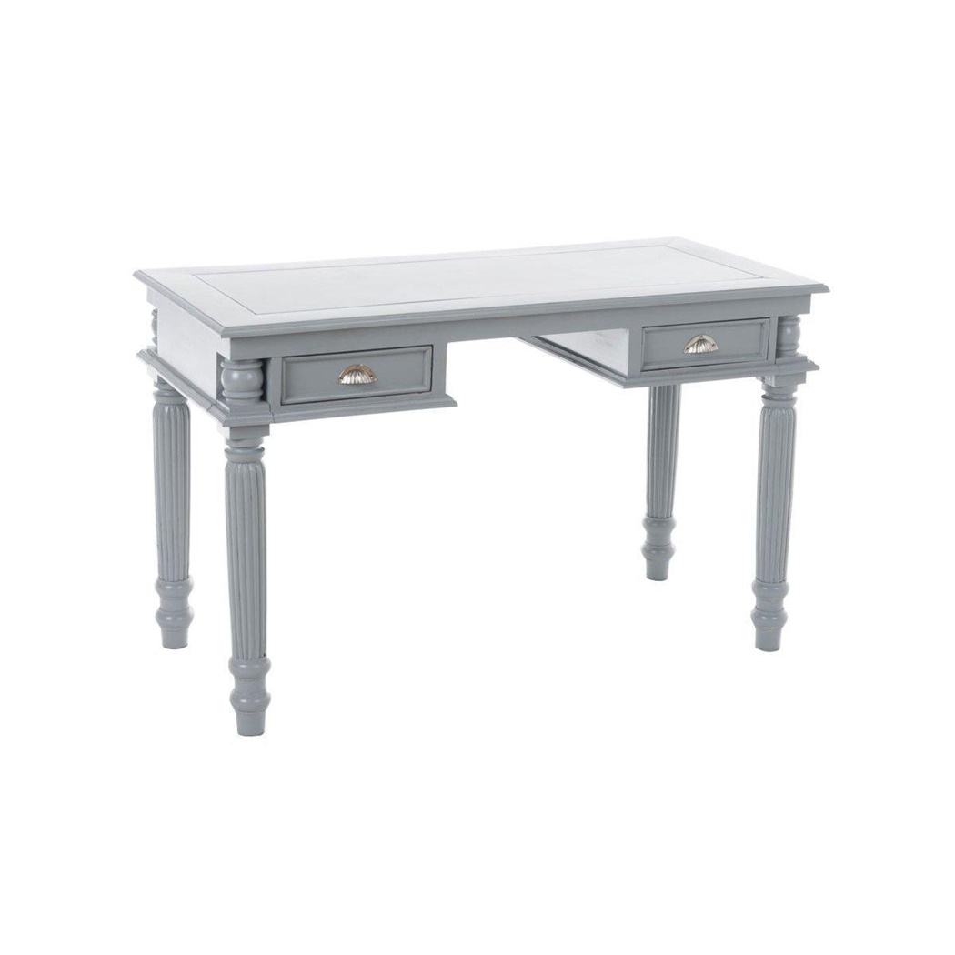 Bureau sublime LUCAS, Style Classique, Dimensions 130x82,5x60cm, en Bois, Gris Clair