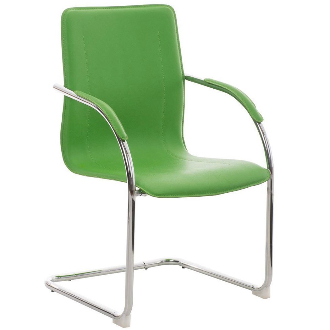 Chaise Visiteur FLAP, Structure Métallique, Design élégant et moderne, Cuir, Vert