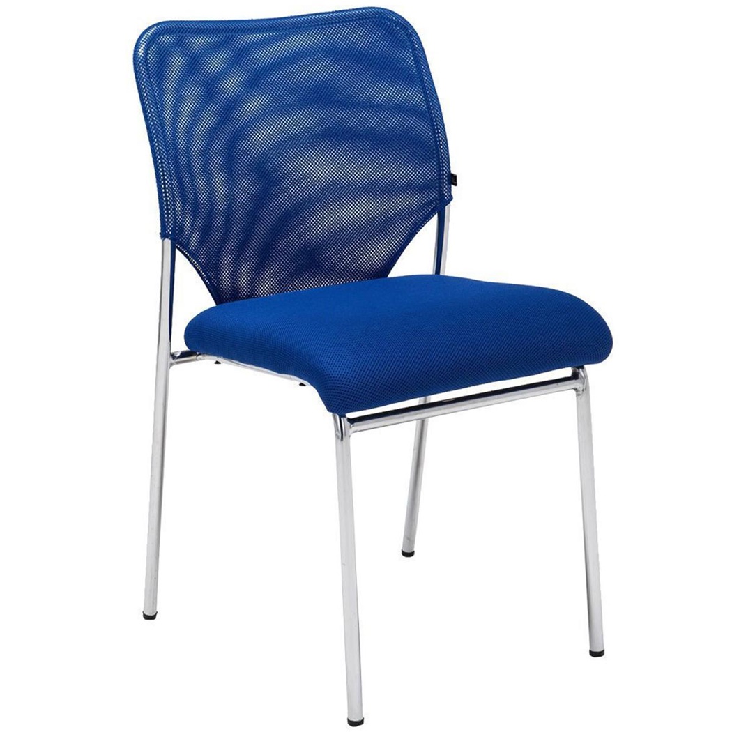 Chaise visiteur JAMAICA Sans Accoudoirs, Robuste et très Commode, en Maille Respirable, Bleu