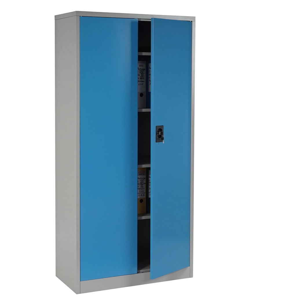 Meuble classeur Métallique EDIT, 2 portes battantes, 180x85x40 cm, en Acier, Bleu