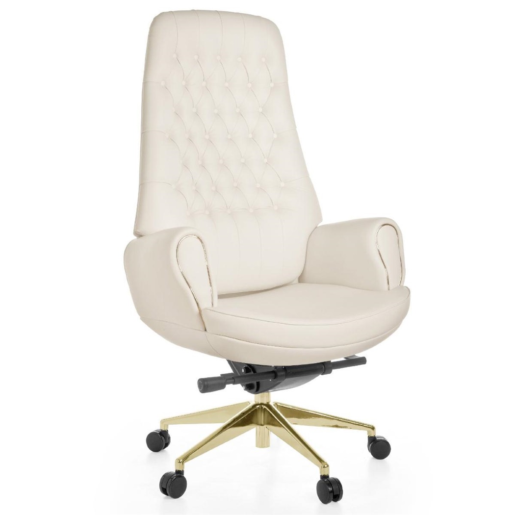 Fauteuil de direction Haut de gamme CERVIN, Grande Exclusivité et Qualité, Très confortable, en Cuir authentique, Blanc