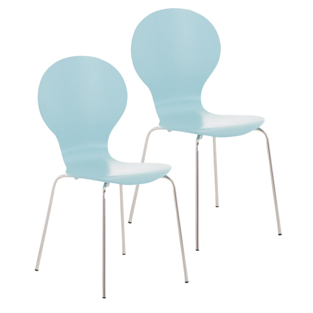 Lot de 2 Chaises visiteur CARVALLO, Structure Métallique, Empilables, Bleu