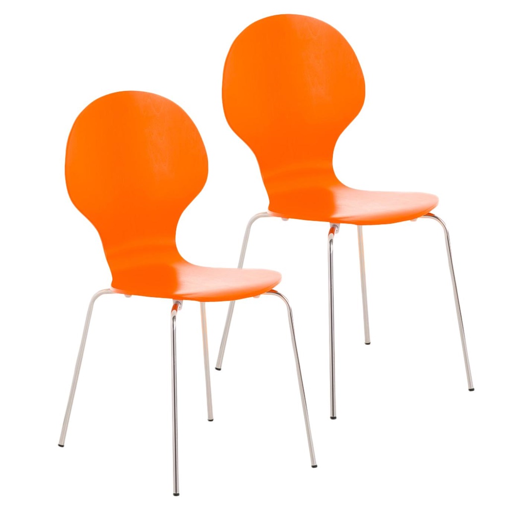 Lot de 2 Chaises visiteur CARVALLO, Structure Métallique, Empilables, Orange