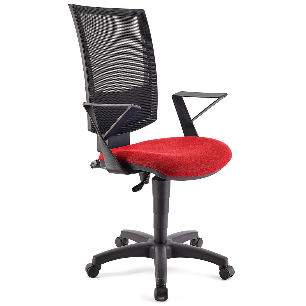 Chaise de bureau PANDORA, Dossier Ajustable en Maille, Rembourrage épais, Rouge