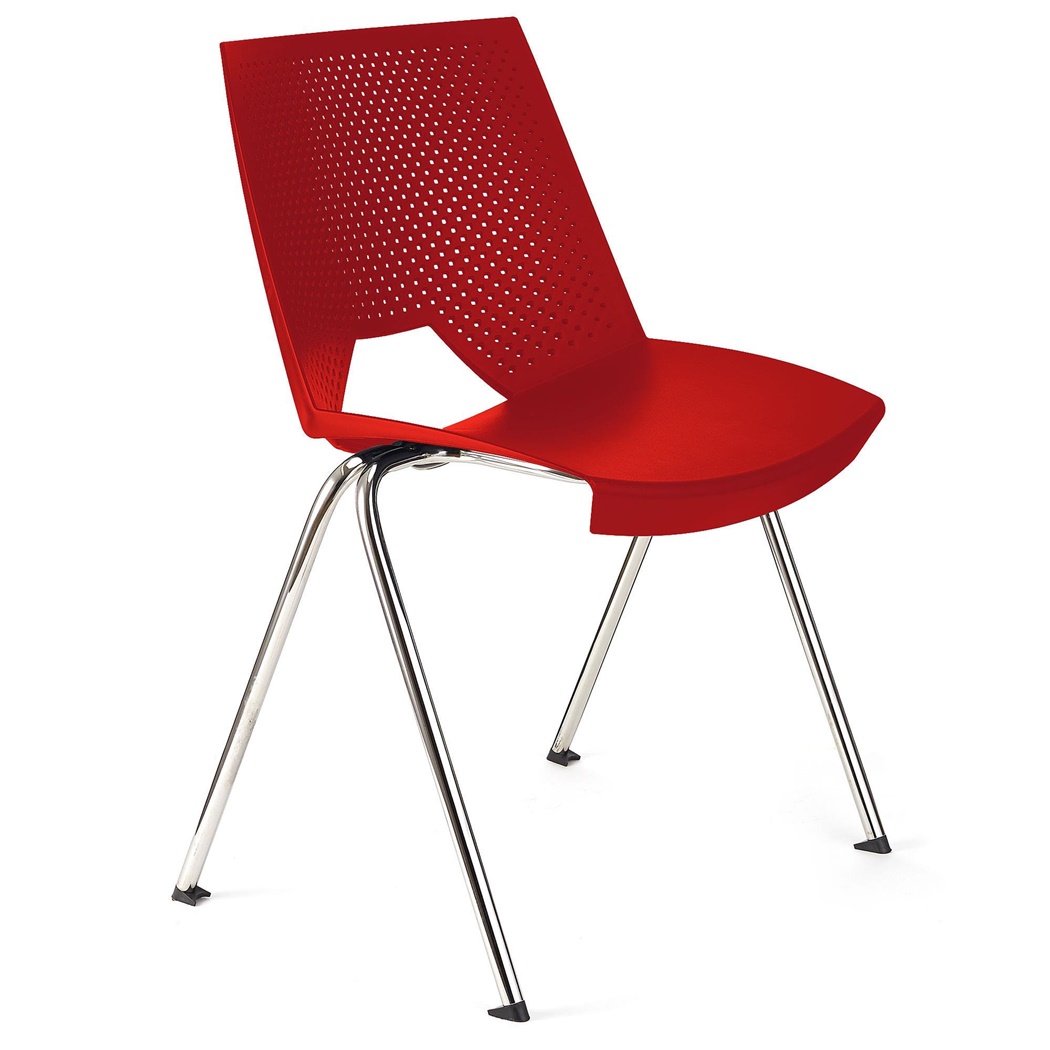 Chaise visiteur ENZO, Commode et Pratique, Empilable, Rouge