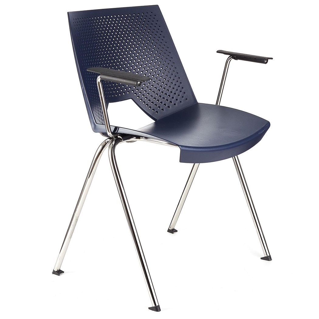 Chaise visiteur ENZO AVEC ACCOUDOIRS, Commode et Pratique, Empilable, Bleu