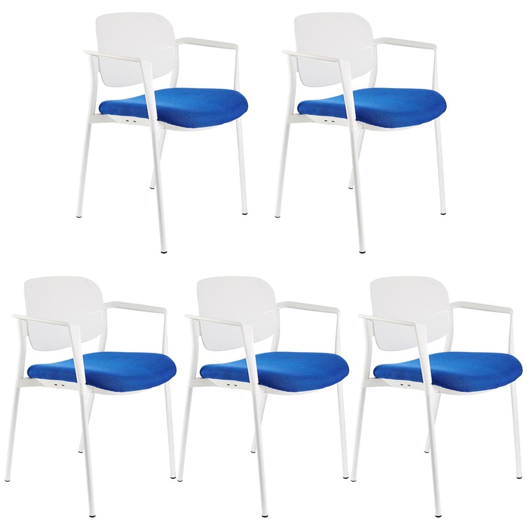 Lot de 5 chaises de réunion ERIC, Commodes et Pratiques, Empilables, Bleu