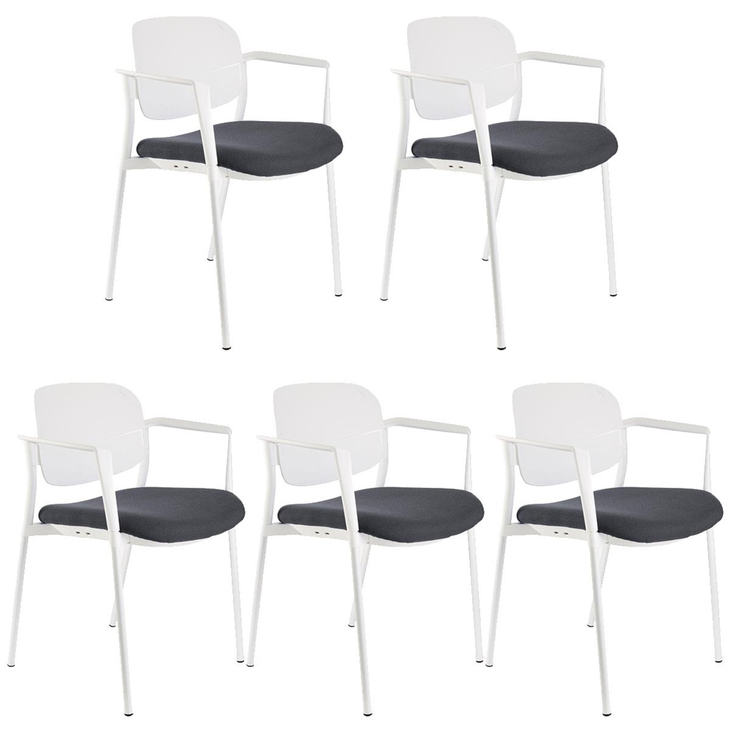 Lot de 5 chaises de réunion ERIC, Commodes et Pratiques, Empilables, Gris