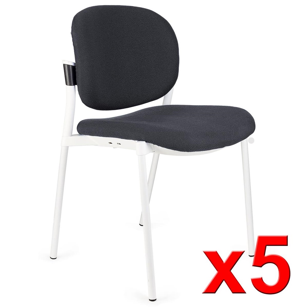 Lot de 5 chaises de réunion ERIC avec DOSSIER REMBOURRÉ, Commodes et Pratiques, Empilables, Gris