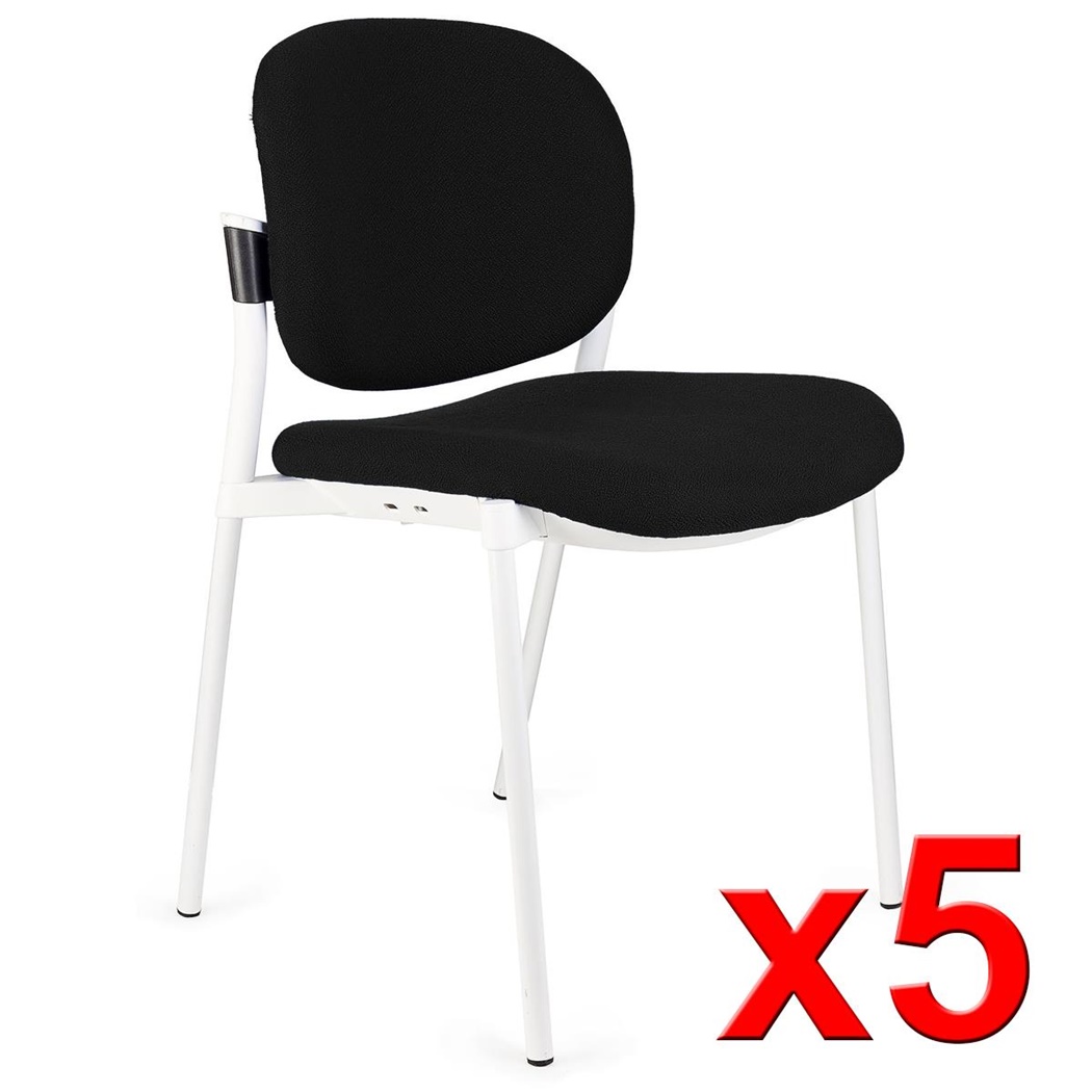 Lot de 5 chaises de réunion ERIC avec DOSSIER REMBOURRÉ, Commodes et Pratiques, Empilables, Noir