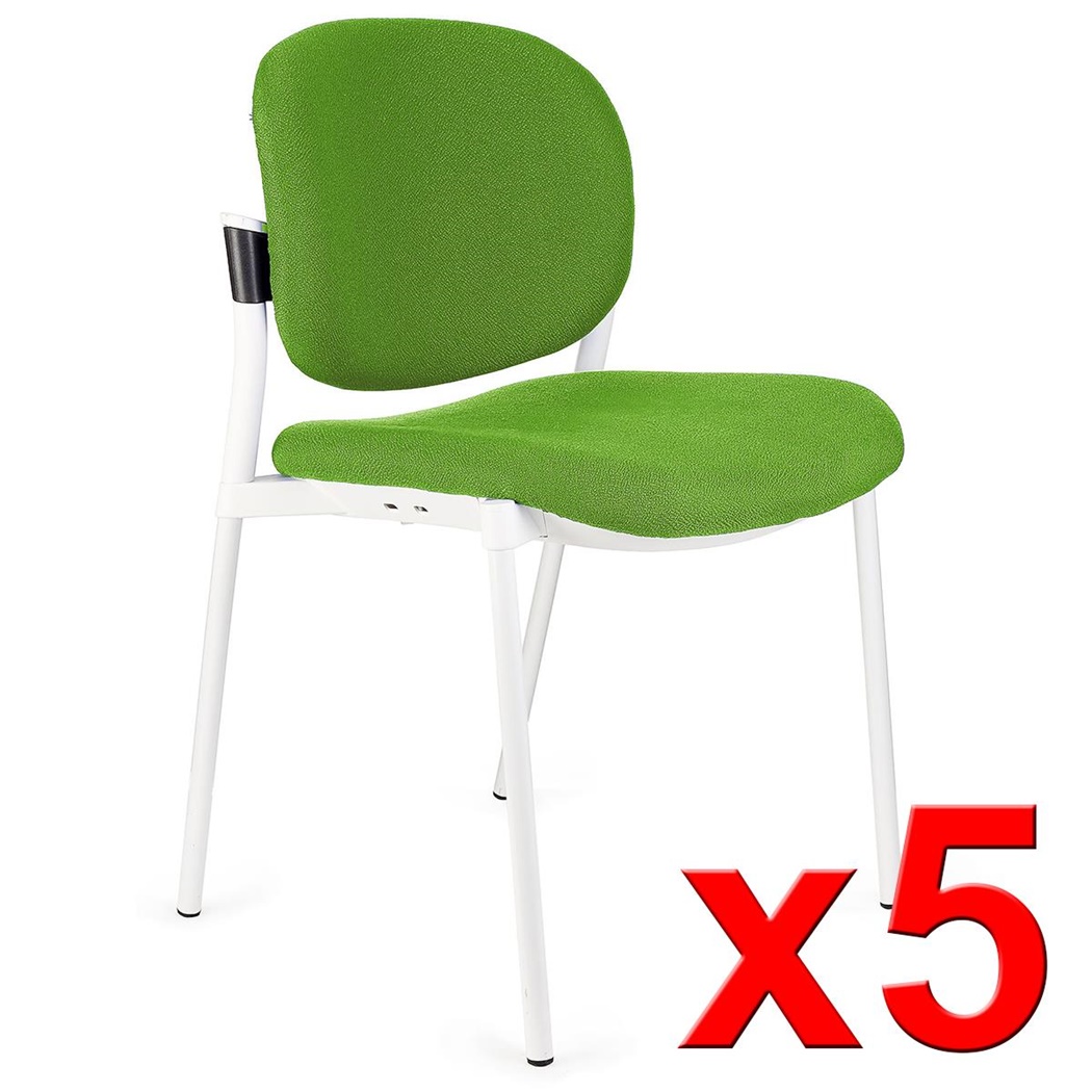 Lot de 5 chaises de réunion ERIC avec DOSSIER REMBOURRÉ, Commodes et Pratiques, Empilables, Vert