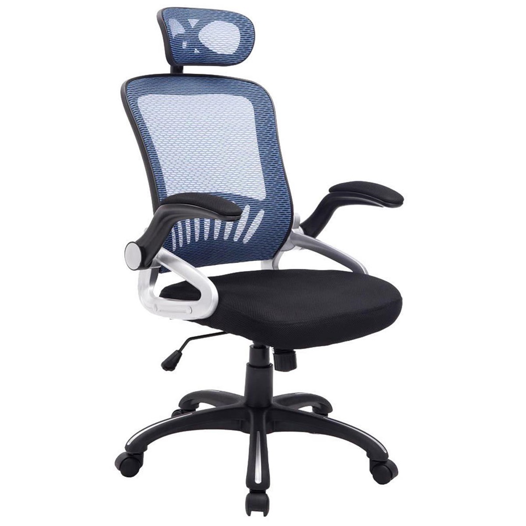 Siège Ergonomique SAMANA, Support Lombaire, Appui-tête Réglable, en Maille Respirable, Bleu/Noir