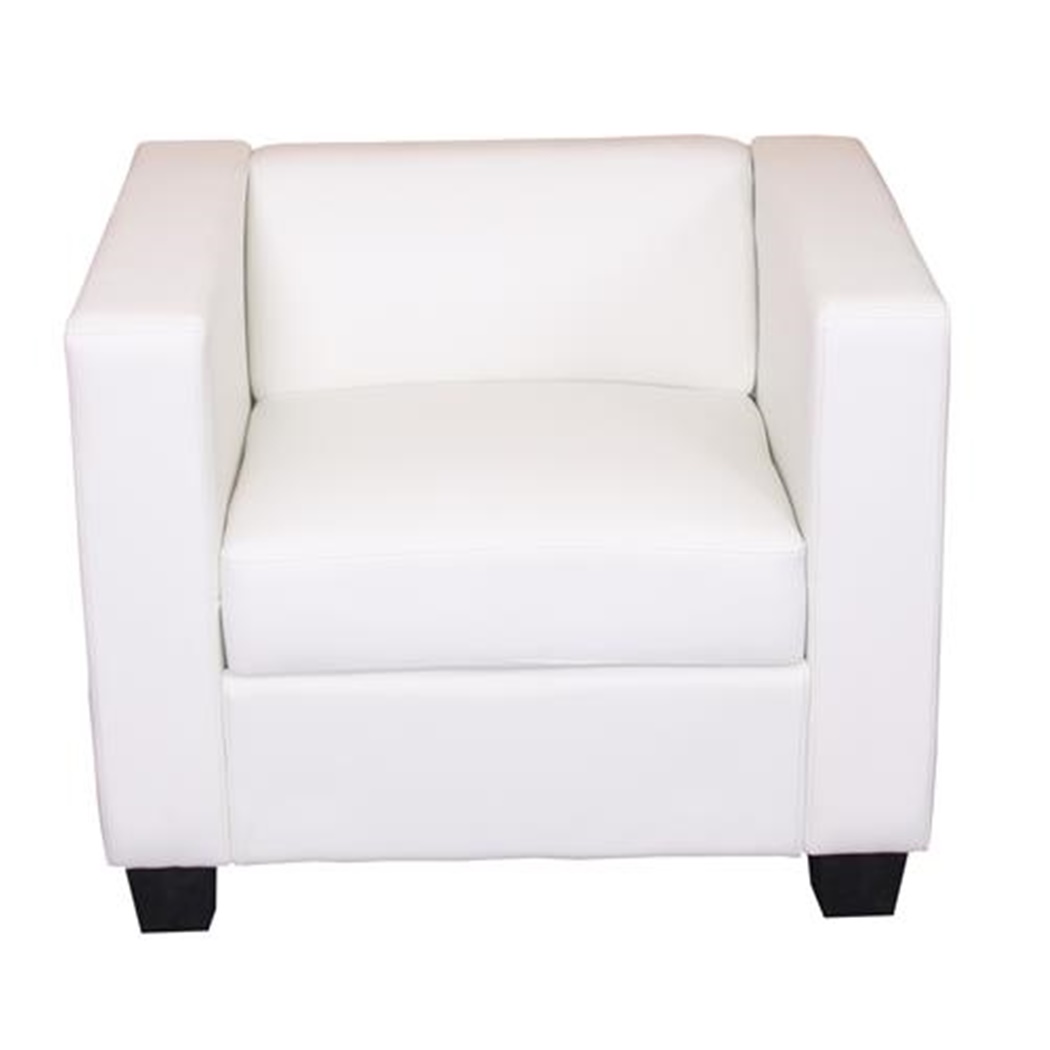 Fauteuil 1 place BASILE, Design Elégant, Grand Confort, en Cuir, Blanc