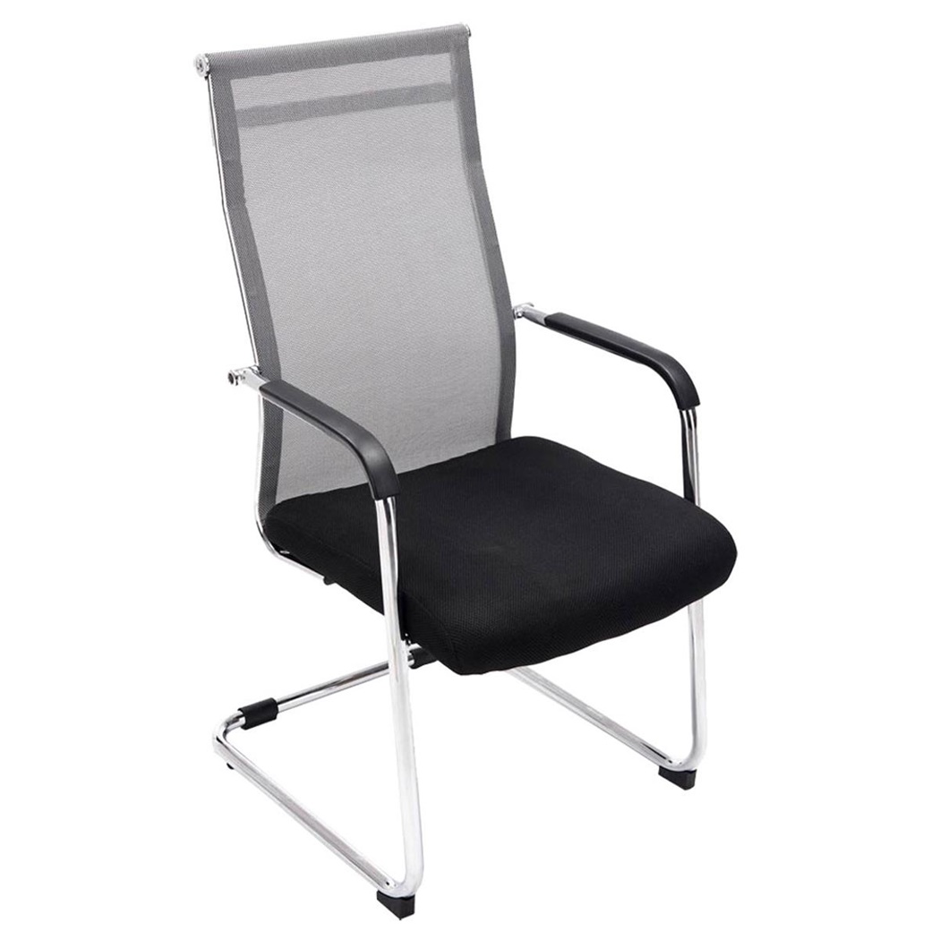 Chaise visiteur BREMEN, Structure Métallique, en Maille Respirable, Noir/ Gris