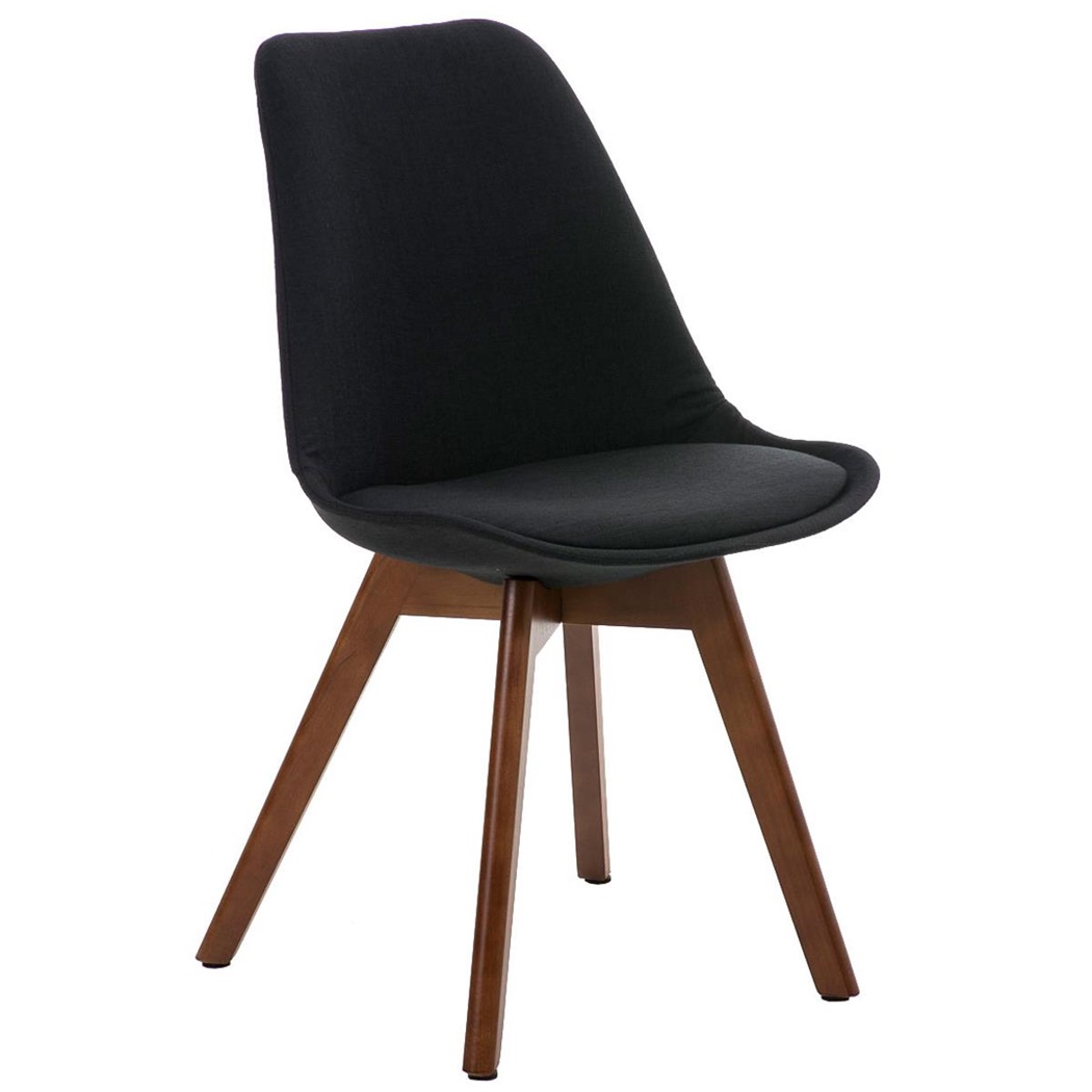 Chaise Design / Visiteur BOSPHORE, Piétement en Bois de Noyer, Revêtement en Tissu, Noir