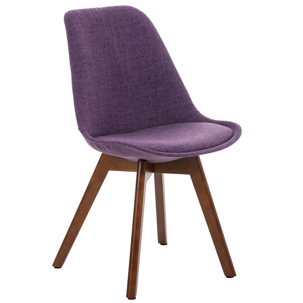 Chaise Design / Visiteur BOSPHORE, Piétement en Bois de Noyer, Revêtement en Tissu, Violet